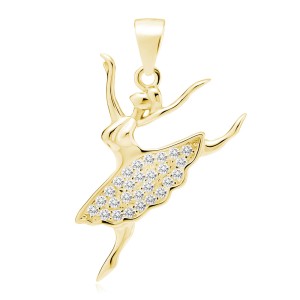 Pandantiv argint balerina placat cu aur galben cu pietre DiAmanti Z1302CG_W-DIA (Argint 925‰ 1,6 g.)
